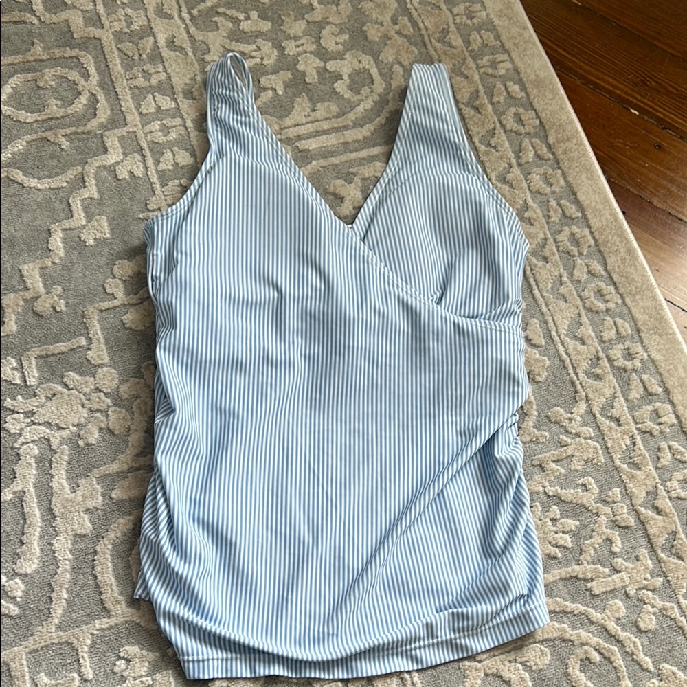Blue Striped Women's Swim Top